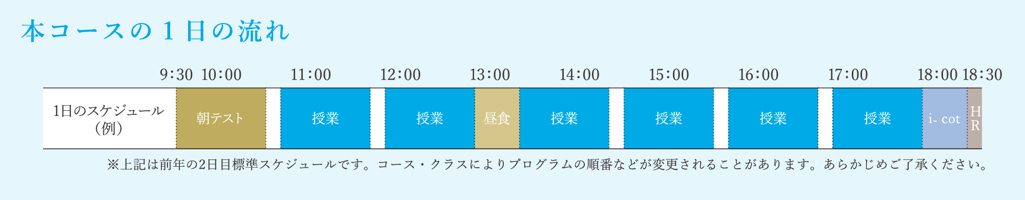 本コースの1日の流れ