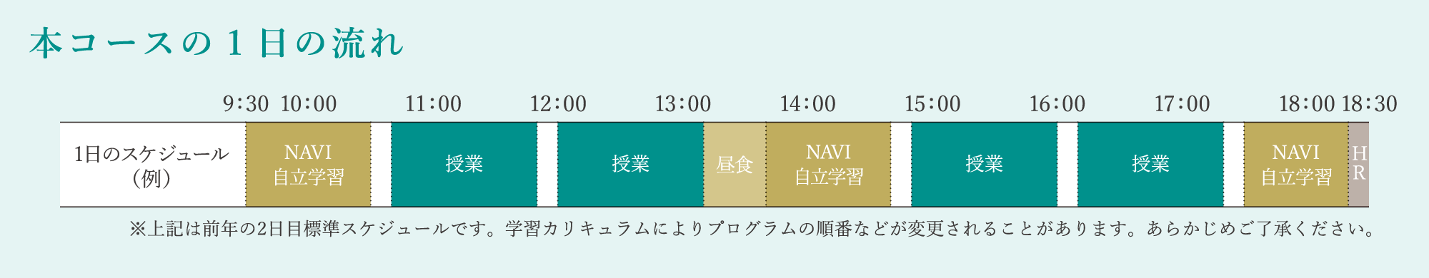 本コースの1日の流れ